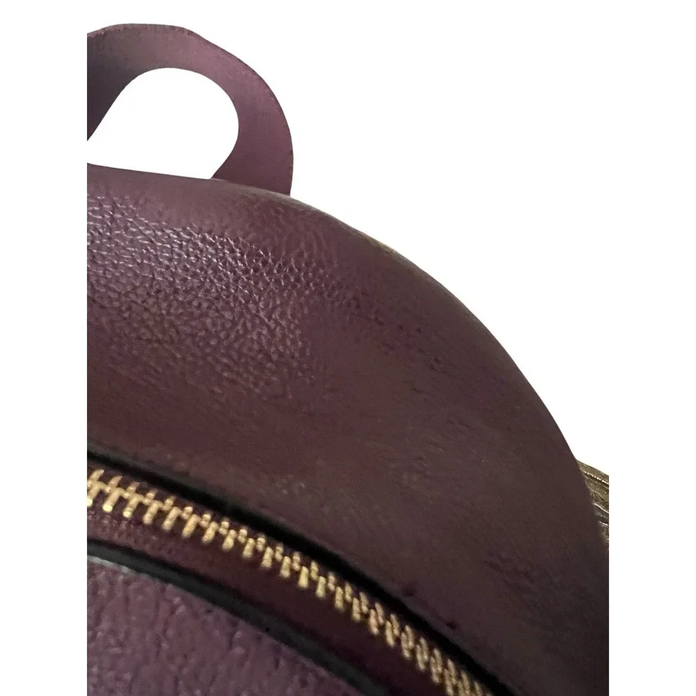 Coach Oxblood Burgundy Pebble Leather Nylon Backpack Travel Daypack 14